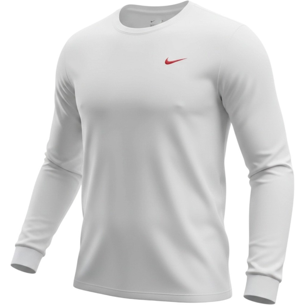 Nike Mens Long Sleeve Graphic Tee White Red Swoosh Cupid Heart XXL